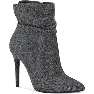 Jessica Simpson Womens Lerona Ruched Pointed Toe Stiletto Booties Silver Size 6M